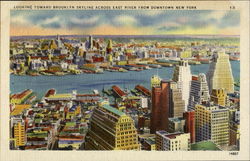 Looking Toward Brooklyn Skyline Across East River Postcard