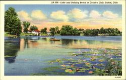 Lake And Bathing Beach At Country Club Postcard