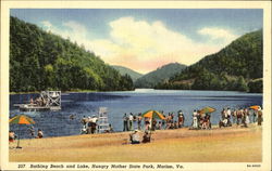 Bathing Beach And Lake, Hungry Mother State Park Postcard