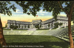 El Paso High School And Stadium Texas Postcard Postcard