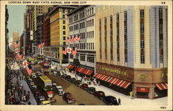 Looking Down Busy Fifth Avenue Postcard