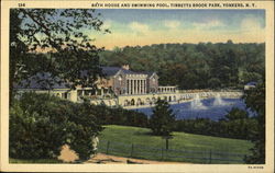 Bath House And Swimming Pool, Tibbetts Borook Park Yonkers, NY Postcard Postcard