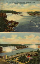 Two Views Of American And Horseshoe Falls Niagara Falls, NY Postcard Postcard