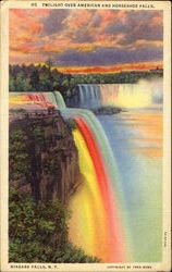 Twilight Over American And Horseshoe Falls Postcard