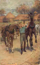 Tuck's Oilette A Fresh Relay Coaching Horses Postcard