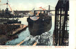 Launching of the U. S. Battleship "Connecticut" Brooklyn Navy Yard Postcard