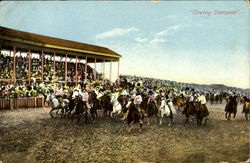 Cowboy Stampede Rodeos Postcard Postcard