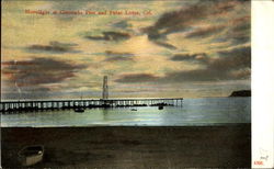 Moonlight At Coronado Pier And Point Loma California Postcard Postcard