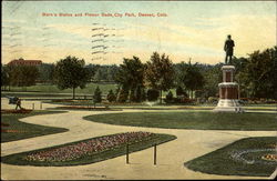 Burn's Statue And Flower Beds, City Park Postcard