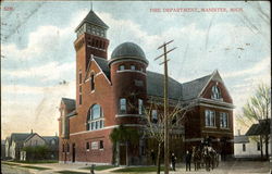 Fire Department Manistee, MI Postcard Postcard