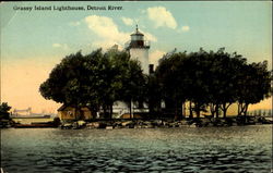 Grassy Island Lighthouse Detroit, MI Postcard Postcard