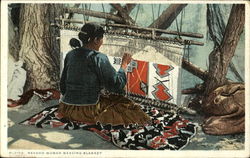 Navaho Woman Weaving Blanket Native Americana Postcard Postcard