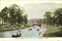 Grand Canal, Belle Isle Park Detroit, MI Postcard Postcard