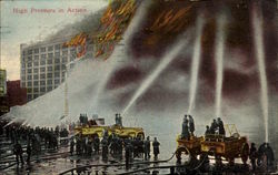 High Pressure In Action Firemen Postcard Postcard