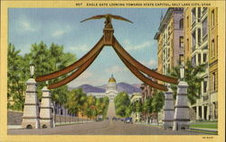 Eagle Gate Looking Towards Sate Capitol Postcard