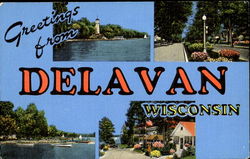 Greetings From Delavan Postcard