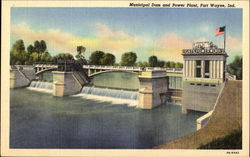 Municipal Dam And Power Plant Fort Wayne, IN Postcard Postcard