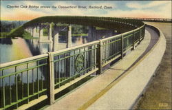 Charter Oak Bridge Across The Connecticut River Postcard