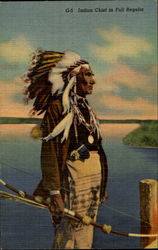 Indian Chief In Full Regalia Native Americana Postcard Postcard