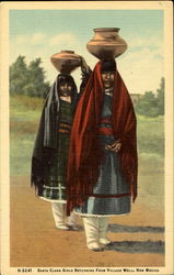 Santa Clara Girls Returning From Village Well Postcard