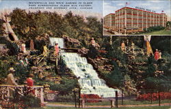 Waterfalls And Rock Garden, 2800 N. Crawford Chicago, IL Postcard Postcard