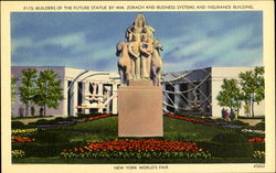 Builders Of The Future Statue By Wm. Zorach And Business Systems And Insurance Building Postcard