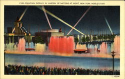 Fountain Display In Lagoon Of Nations At Night 1939 NY World's Fair Postcard Postcard