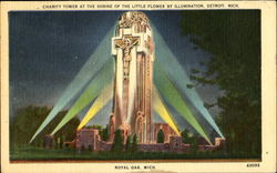 Charity Tower At The Shrine Of The Little Flower By Illumination Detroit, MI Postcard Postcard