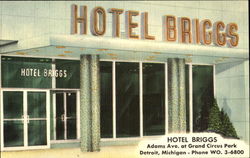 Hotel Briggs, Adams Ave. At Grand Circus Park Postcard