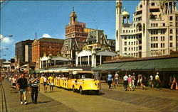 Boardwalk View Showing Tram Postcard