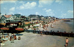 Beach And Boardwalk And Ocean Front Cottages Cape May, NJ Postcard Postcard