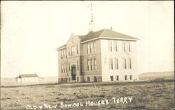 Old New School Houses Terry, MT Postcard Postcard