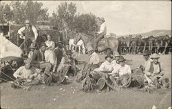 Group of Cowboys Ismay Montana Postcard