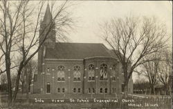 Side View St John's Evangelical Church Minier, IL Postcard Postcard