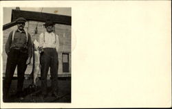 Two Men Fishing Postcard