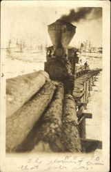 Logging Train Postcard