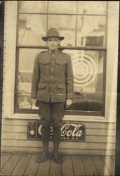 Soldier Coca Cola Sign 5c Postcard