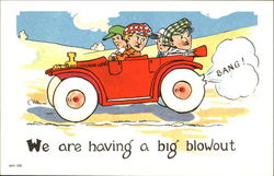 We Are Having A Big Blowout Cars Postcard Postcard