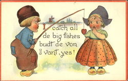 I Catch All De Big Fishes Dutch Children Postcard Postcard