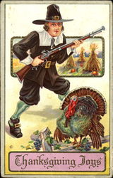 Thanks Giving Joys Pilgrims Postcard Postcard