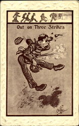 Out On Three Strikes Postcard