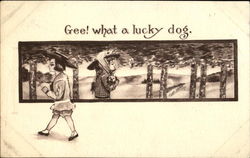 Gee! What A Lucky Dog Dogs Postcard Postcard