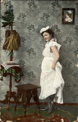 Woman Lifting Dress Women Postcard Postcard