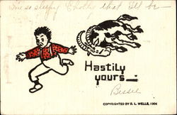 Hastily Yours Postcard Postcard