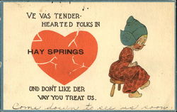 Ve Vas Tender Hearted Folks In Hay Springs Nebraska Postcard Postcard