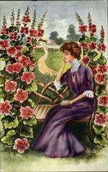 Woman in Violet Dress Postcard