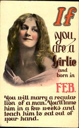 If You Are A Girlie And Born In Feb Months Postcard Postcard