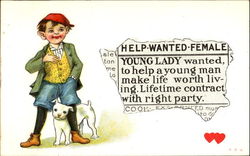 Help Wanted Female Boys Postcard Postcard