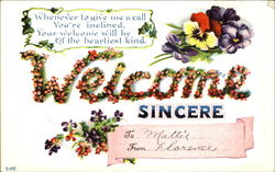 Welcome Sincere Flowers Postcard Postcard