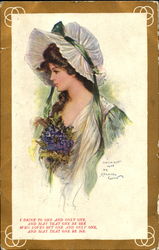 Lady, flowers at breast, w/verse Women Postcard Postcard